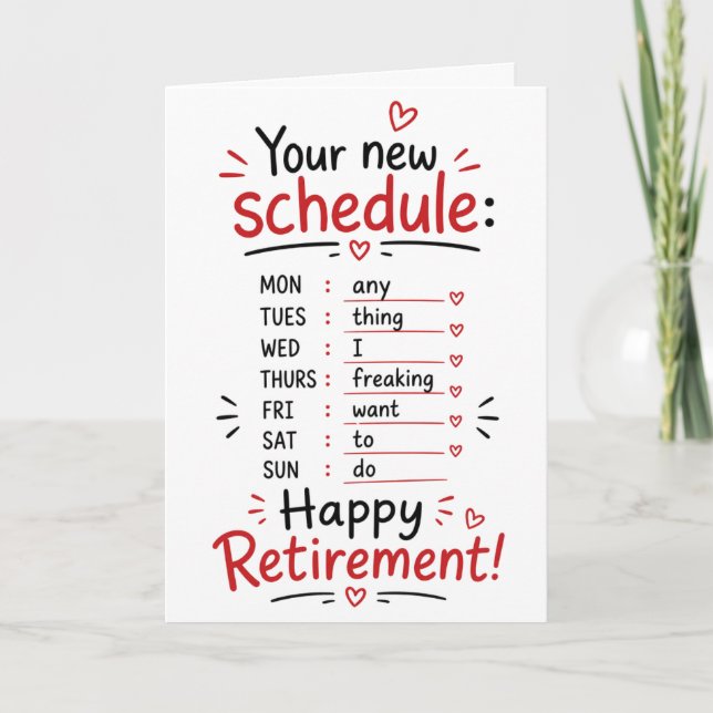 Happy Retirement Congratulations Schedule Card (Front)