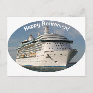 Happy Retirement: Cruise ship 3 (oval) Postcard