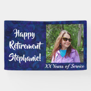 Happy Retirement Dark Blue Photo Retirement Party Banner