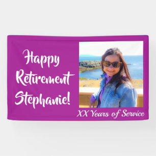 Happy Retirement Dark Pink Photo Retirement Party Banner