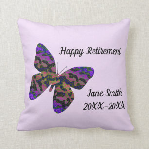 Happy Retirement Employee Keepsake Vivid Butterfly Cushion