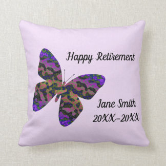 Happy Retirement Employee Keepsake Vivid Butterfly Cushion