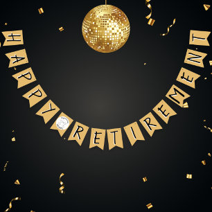 Happy Retirement Faux Gold Congratulations Party Bunting