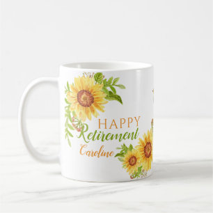 Happy Retirement Floral Personalised White Mug