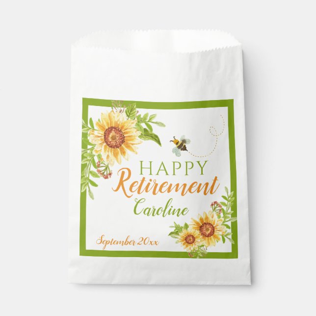 Happy Retirement Floral Sunflower Favour Bag (Front)
