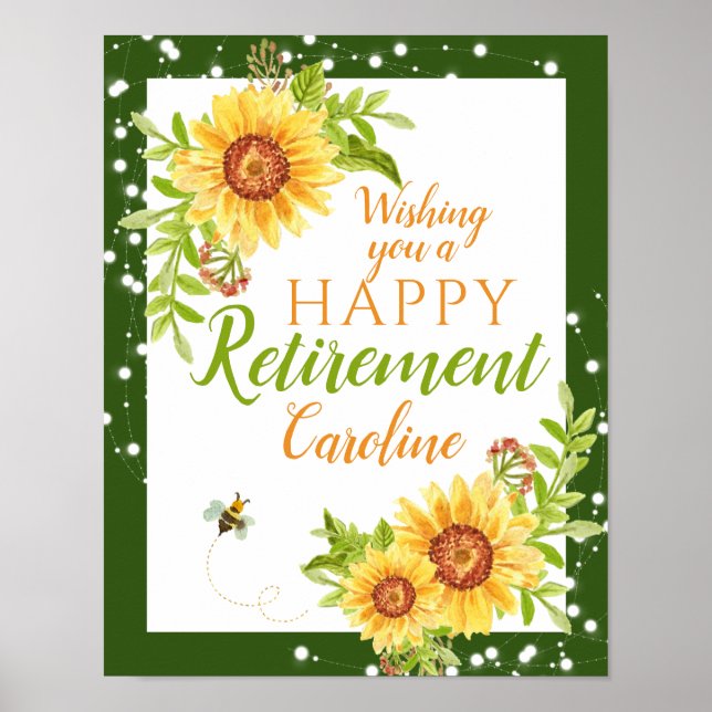 Happy Retirement Floral Yellow Sunflower  Poster (Front)