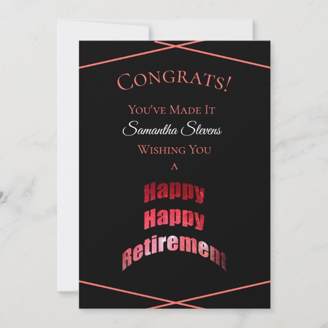Happy Retirement For Any Name Card (Front)