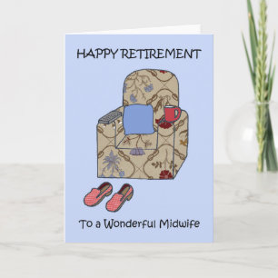 Happy Retirement for Midwife Cartoon Armchair Card