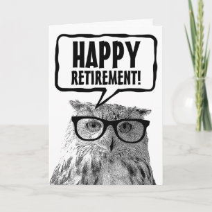 Happy Retirement funny owl custom greeting card