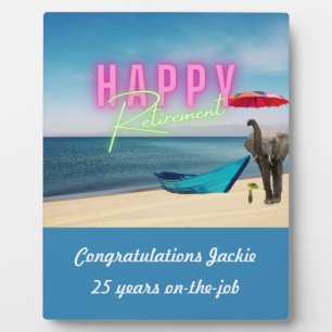 Happy Retirement Funny Surreal Beach Scene  Plaque