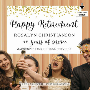 Happy Retirement Gold Confetti Script Personalised Poster