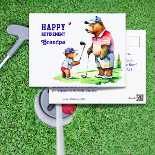 Happy retirement grandpa golf themed postcard