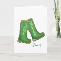Happy Retirement green gardening welly boot
