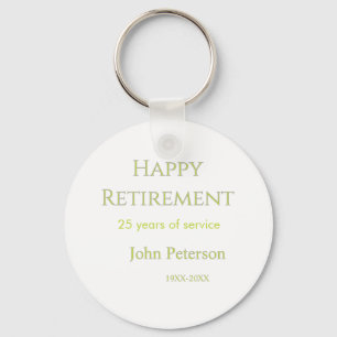 Happy retirement green name year years of service key ring