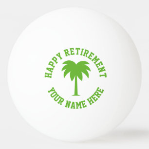 Happy retirement green palm tree logo table tennis ping pong ball