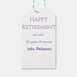 Happy retirement grey name year years of service   gift tags