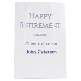 Happy retirement grey name year years of service   medium gift bag