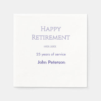 Happy retirement grey name year years of service   napkin