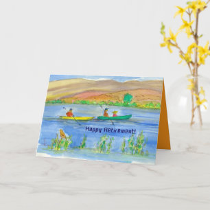 Happy Retirement Kayaking Family Lake Card