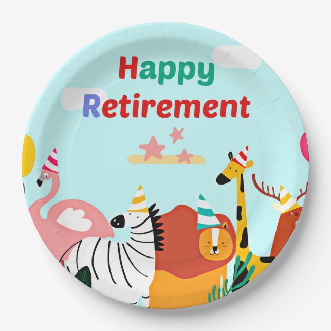 Happy Retirement. Let's party! Paper Plate (Front)