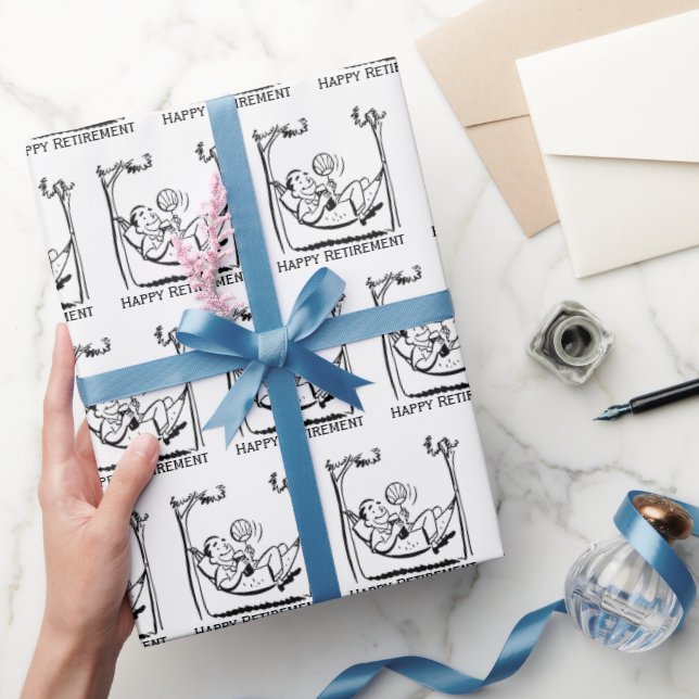 Happy Retirement Man in Hammock  Wrapping Paper (Gifting)