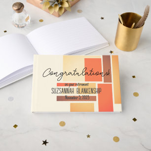 Happy Retirement Orange Block Abstract Custom Guest Book