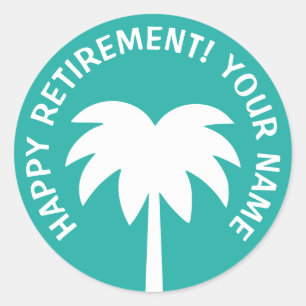 Happy Retirement palm tree stickers   Personalise