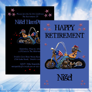 Happy Retirement Party Funny Biker Invitation