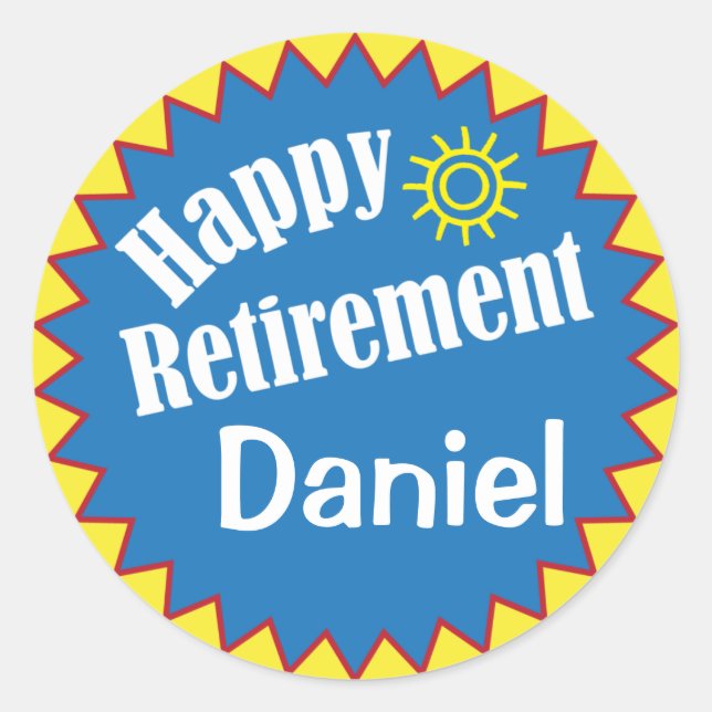 Happy Retirement Party Personalised Classic Round Sticker (Front)