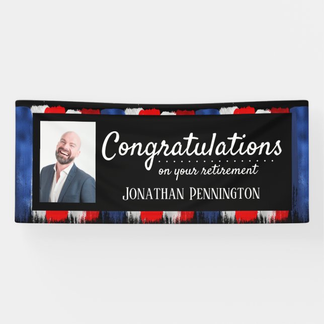 Happy Retirement Party red white and blue Banner (Horizontal)