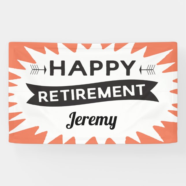 Happy Retirement party retro typographic Banner (Horizontal)