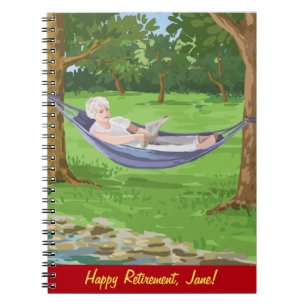 Happy Retirement Personalise (Lady in Hammock) Notebook