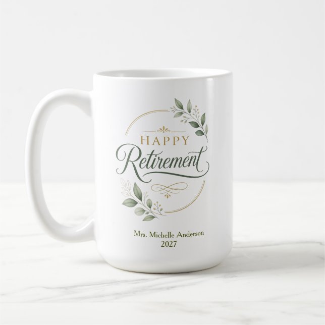 Happy Retirement Personalised Coffee Mug (Left)