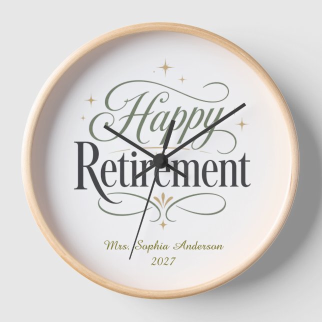 Happy Retirement Personalised Name Clock (Front)