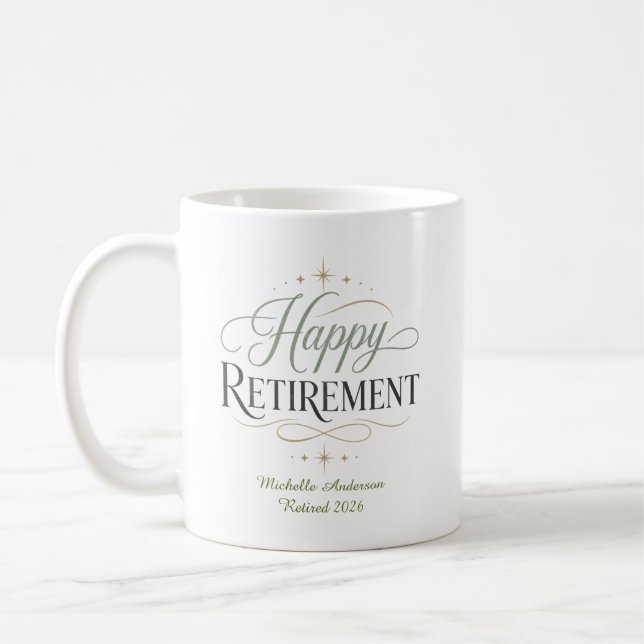 Happy Retirement Personalised Name Coffee Mug (Left)