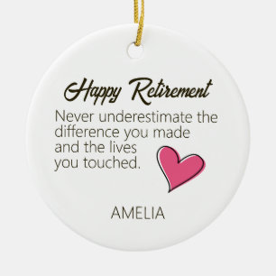 Happy Retirement Personalised Name Gift Ceramic Ornament