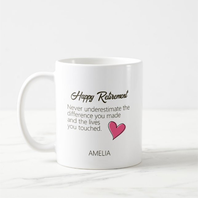 Happy Retirement Personalised Name Gift Coffee Mug (Left)