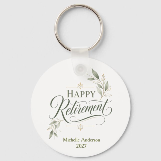 Happy Retirement Personalised Name Key Ring (Front)