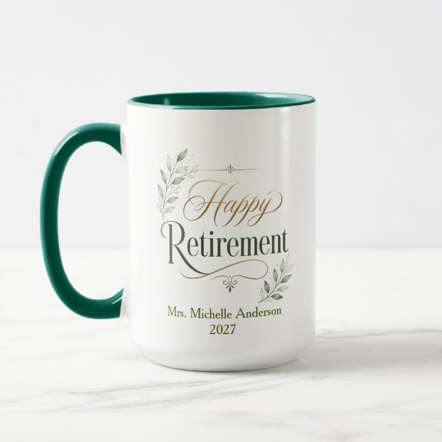 Happy Retirement Personalised Name Mug (Left)