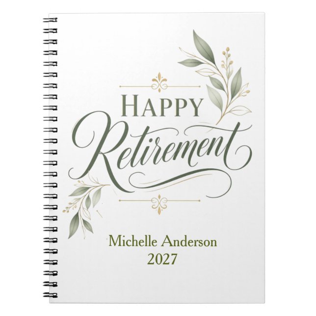 Happy Retirement Personalised Name Notebook (Front)
