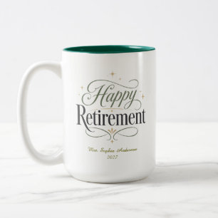 Happy Retirement Personalised Name Two-Tone Coffee Mug