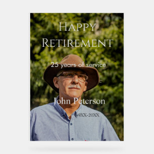 Happy retirement photo name year years of service  acrylic sign