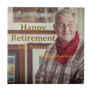 Happy retirement photo name year years of service ceramic tile