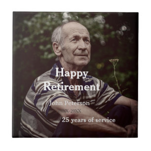 Happy retirement photo name year years of service ceramic tile