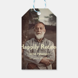 Happy retirement photo name year years of service  gift tags