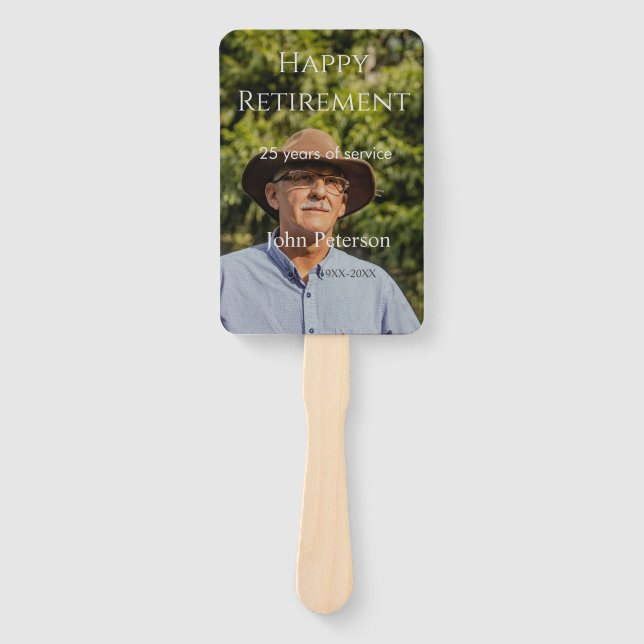 Happy retirement photo name year years of service  hand fan (Front)