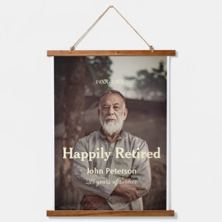 Happy retirement photo name year years of service  hanging tapestry