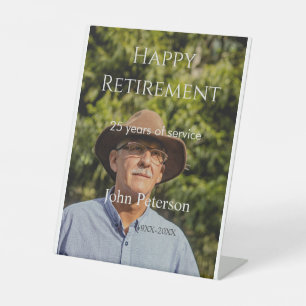 Happy retirement photo name year years of service pedestal sign
