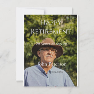 Happy retirement photo name year years of service  postcard