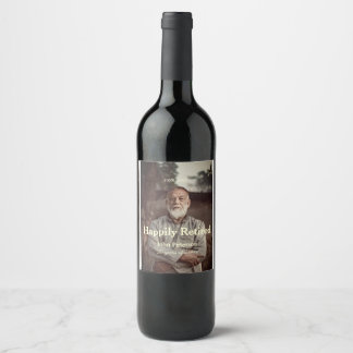 Happy retirement photo name year years of service  wine label